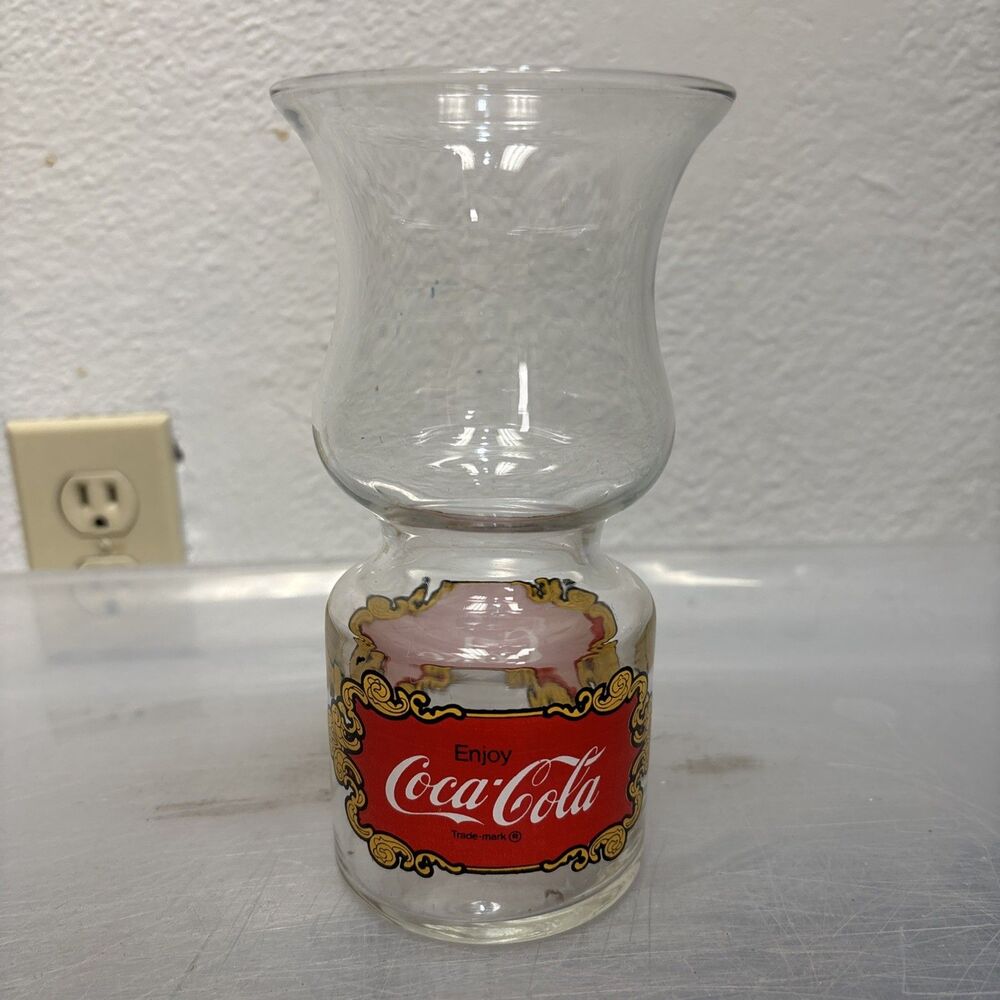 Vintage Coca Cola Coke Hurricane Shaped Glass/Floating Candle Holder